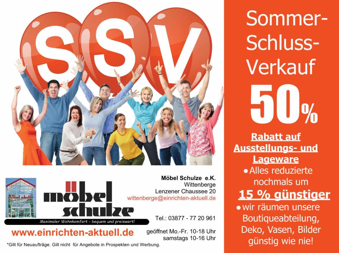 Werbung im Juli - Möbel Schulze e.K. Wittenberge